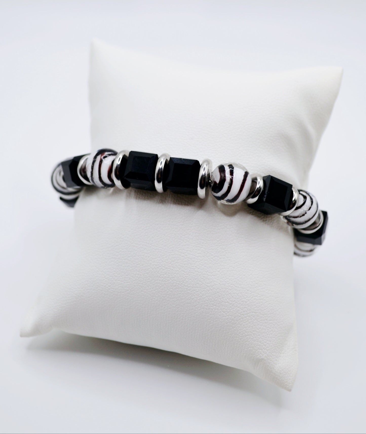 Striped glass beaded bracelets