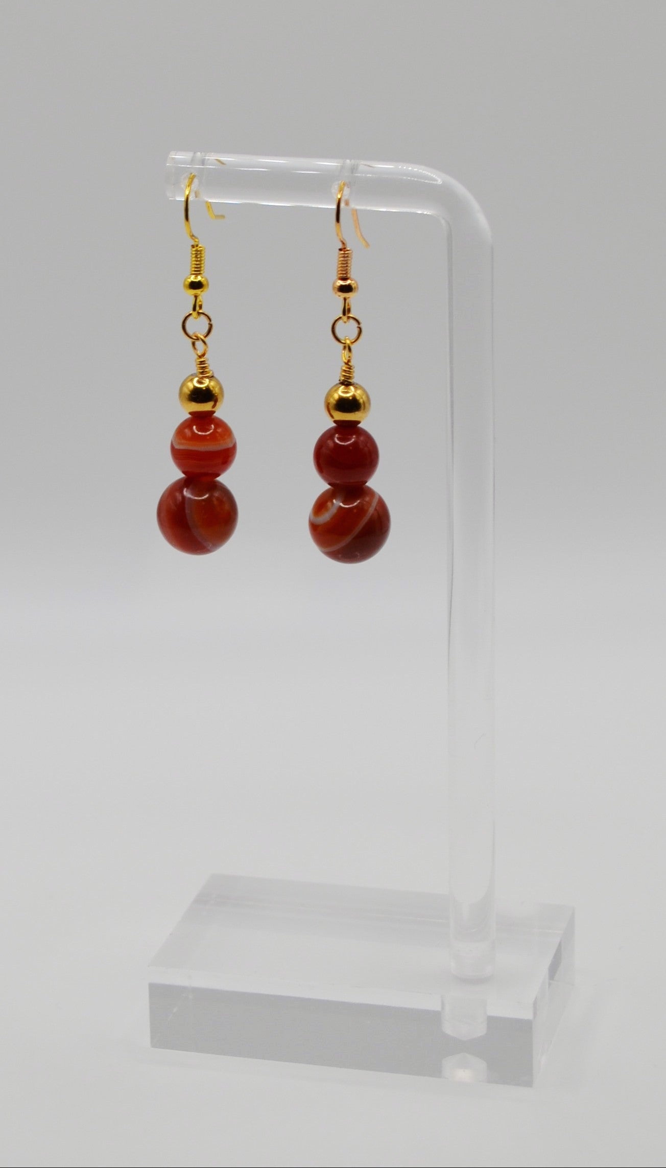 Vizsla red carnelian and gold beaded jewellery set