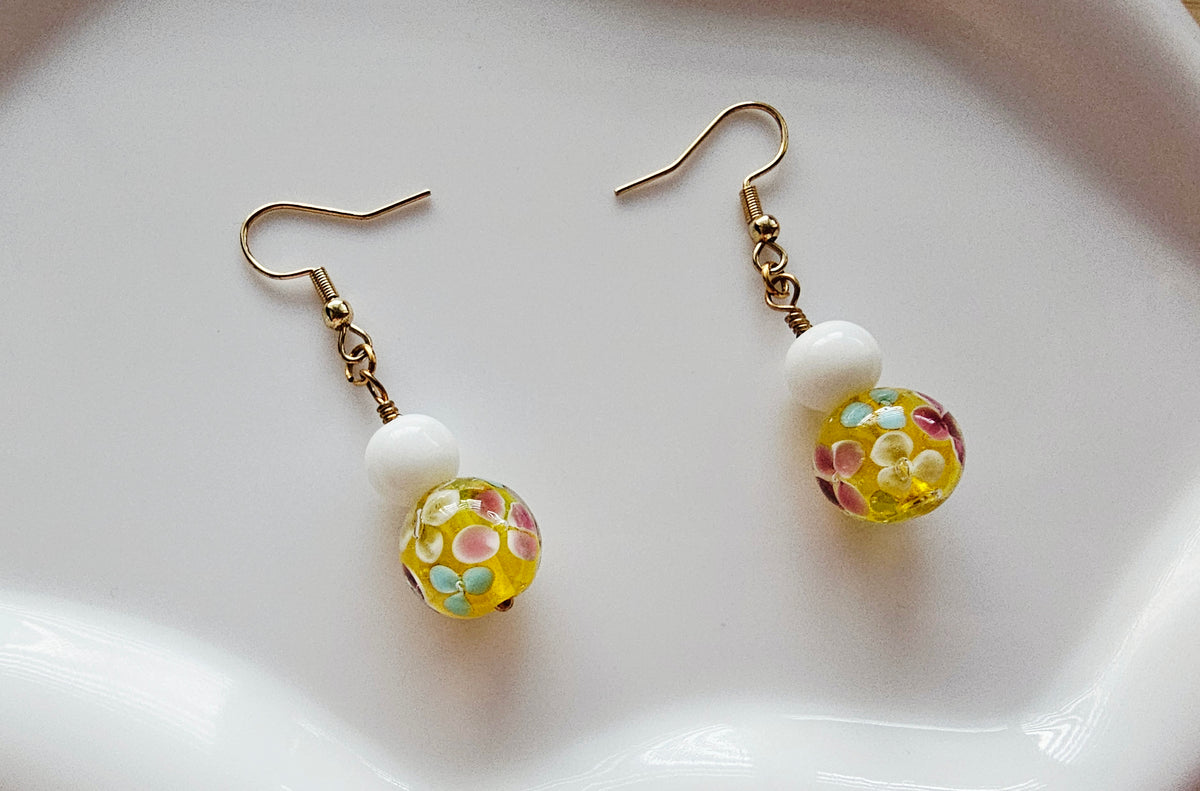 Floral glass earrings