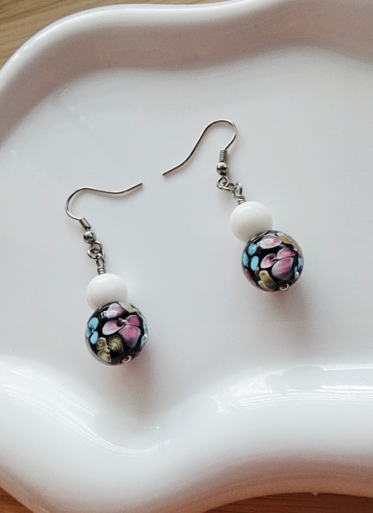 Floral glass earrings