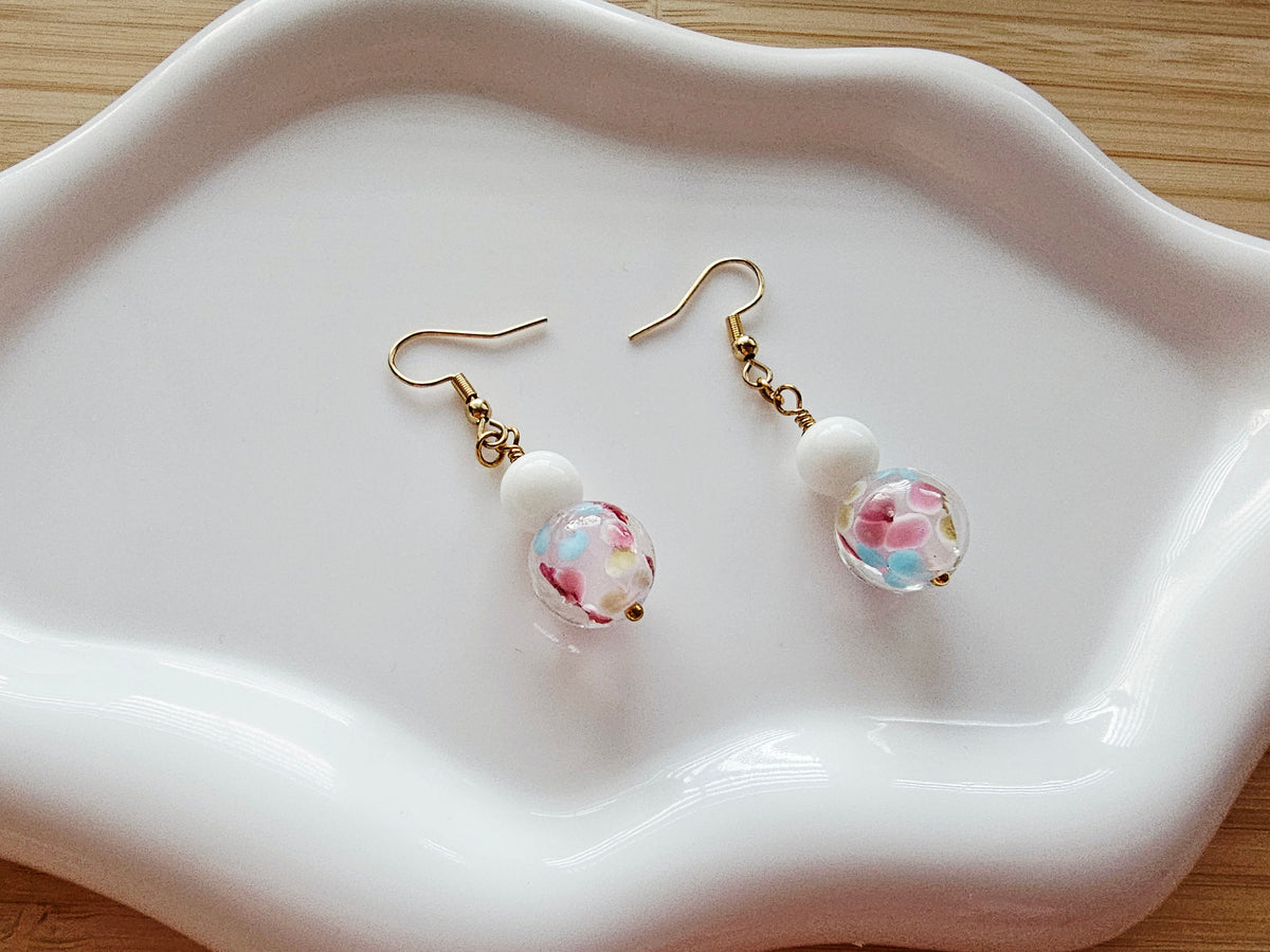 Floral glass earrings