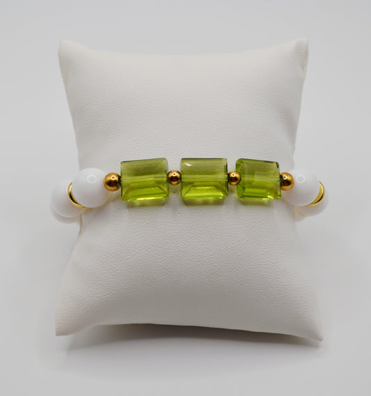 Rectangle faceted glass beaded bracelets