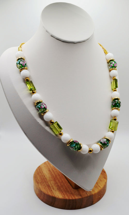 Green floral necklace