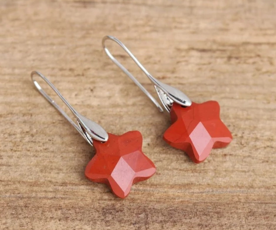 Gemstone star dangle earrings