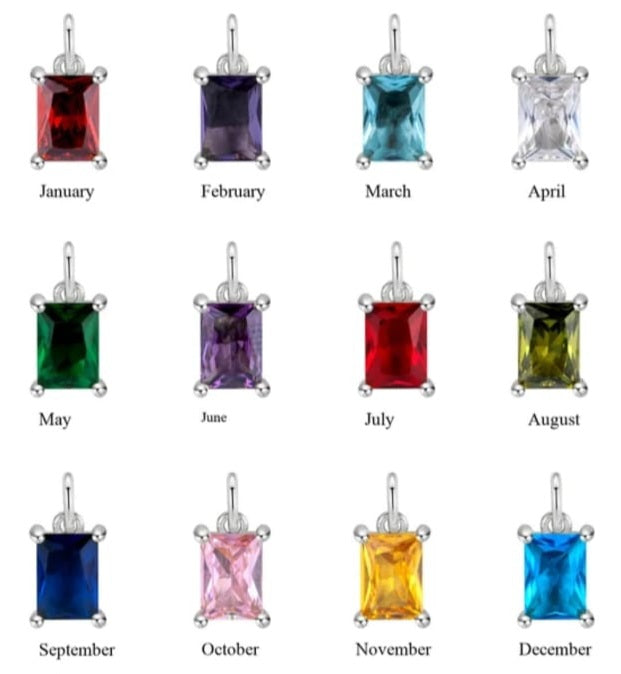 Birthstone and letter charm necklaces