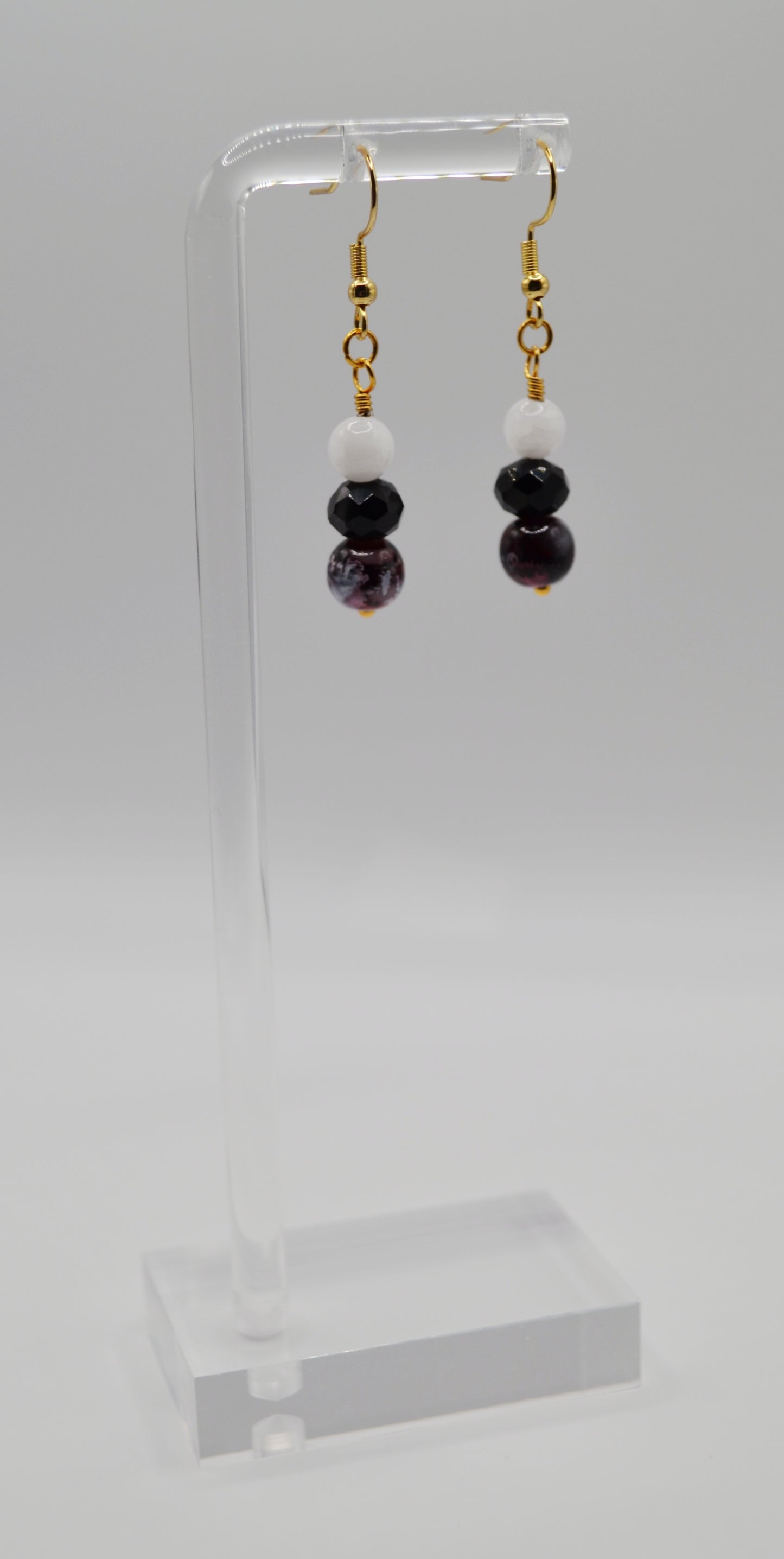 Red, black and white earrings
