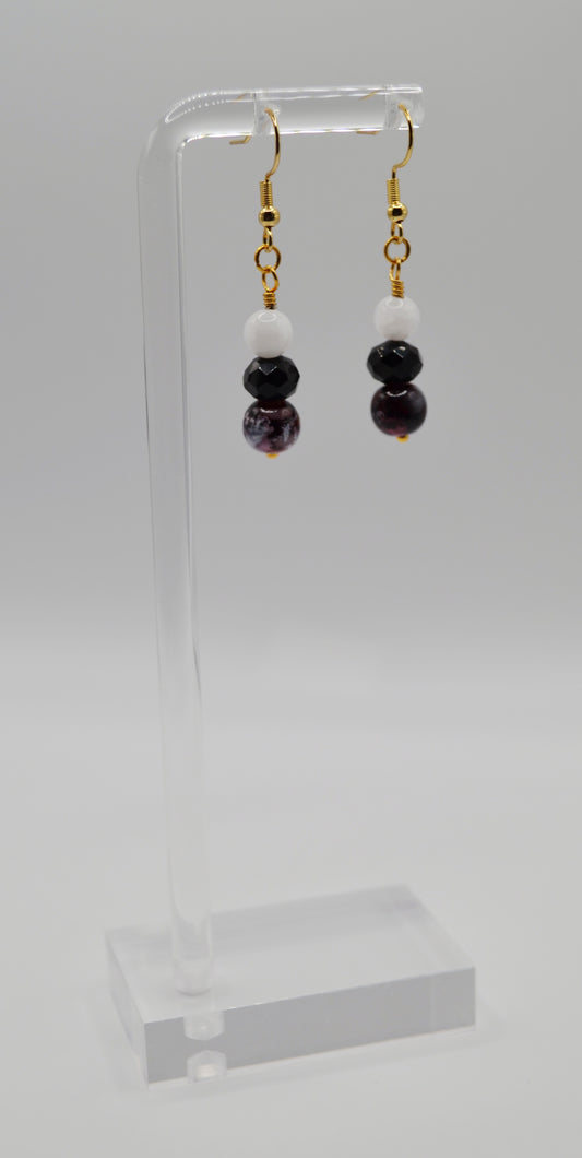 Red, black and white earrings
