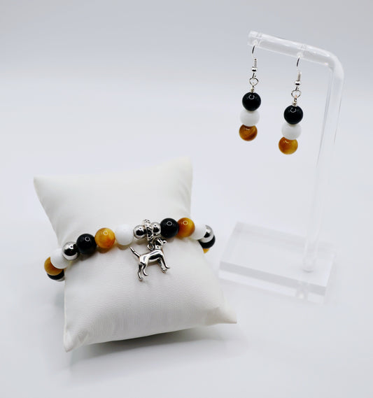 Beagle bracelet and earring set
