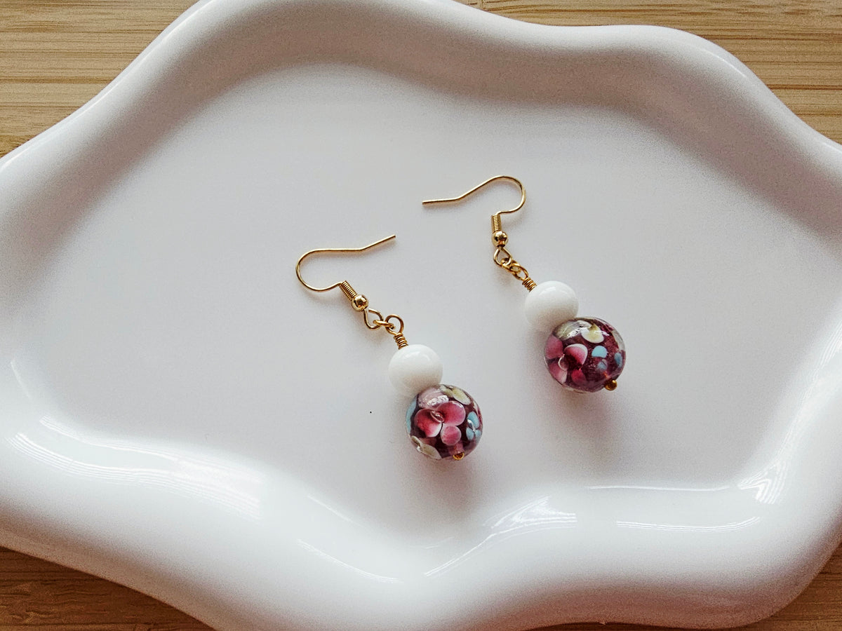 Floral glass earrings