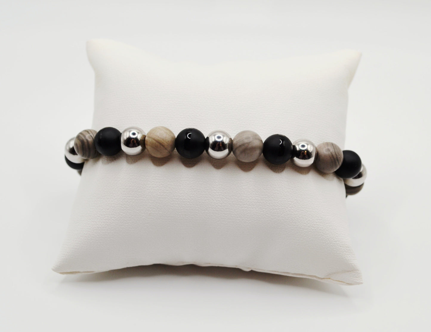 Black, grey and silver men's bracelet