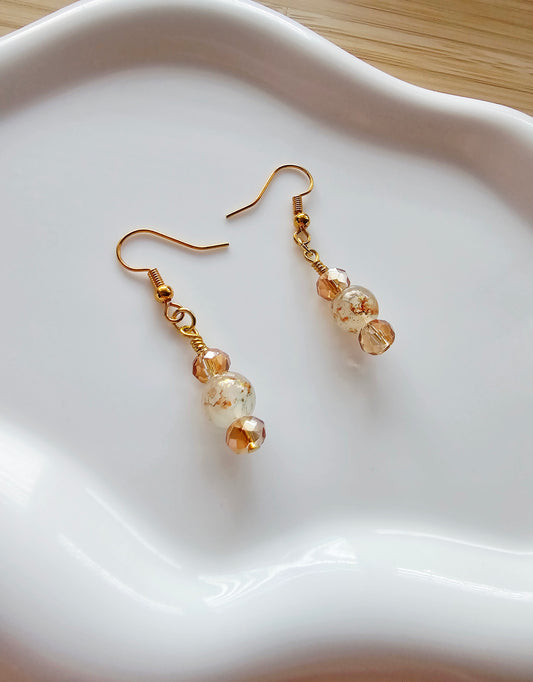 Orange and gold glass earrings
