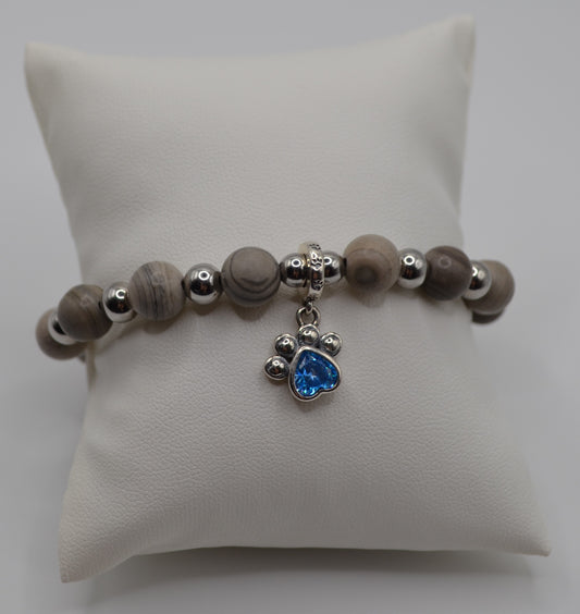 Weimaraner blue paw charm bracelet