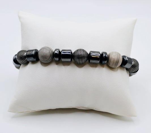 Gray jasper men's bracelet