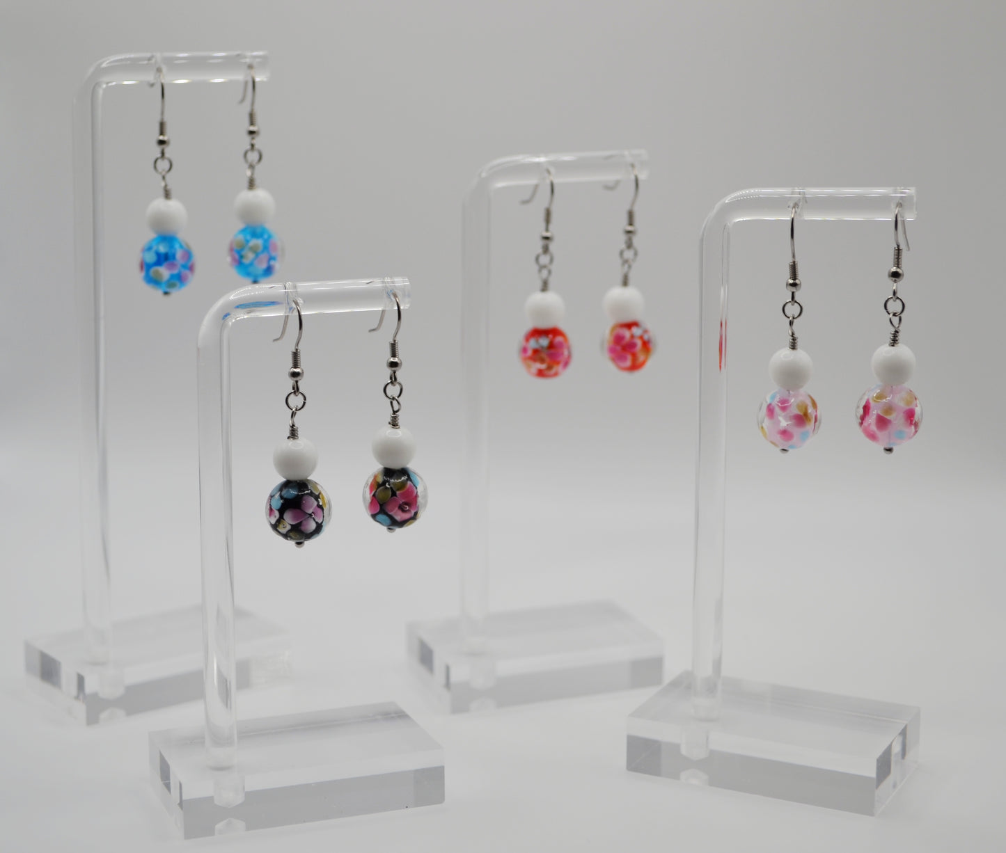 Floral glass earrings