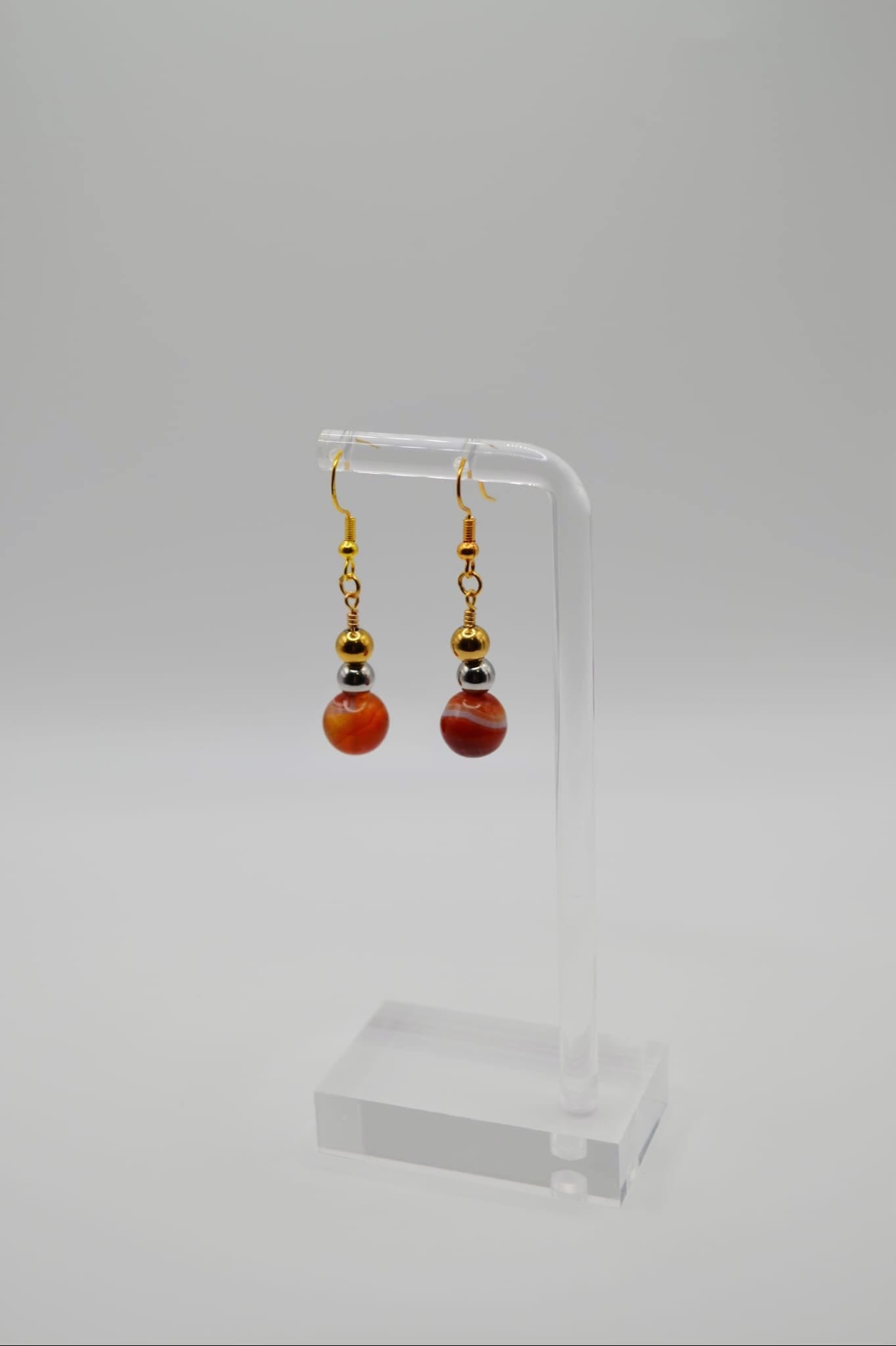 Vizsla red carnelian and gold beaded jewellery set two