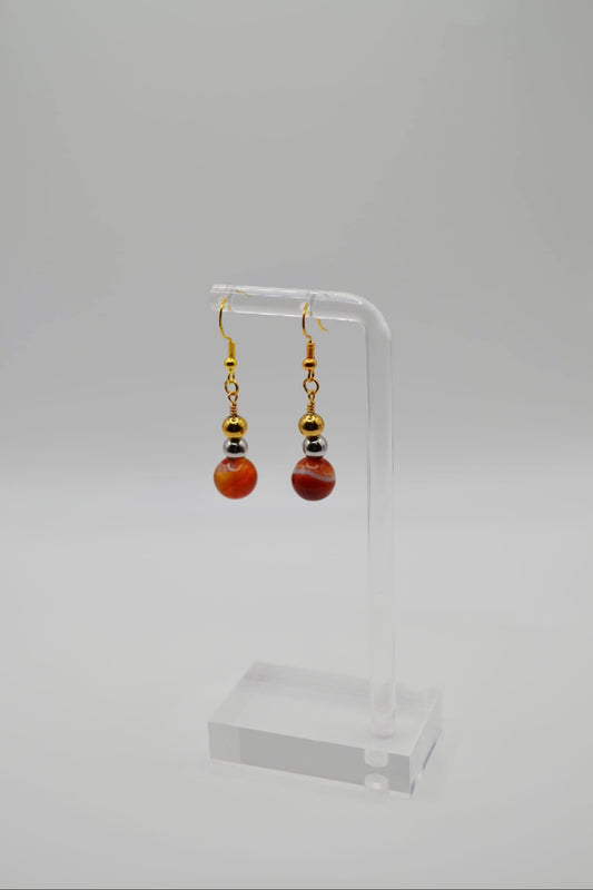 Vizsla red carnelian and gold beaded jewellery set two