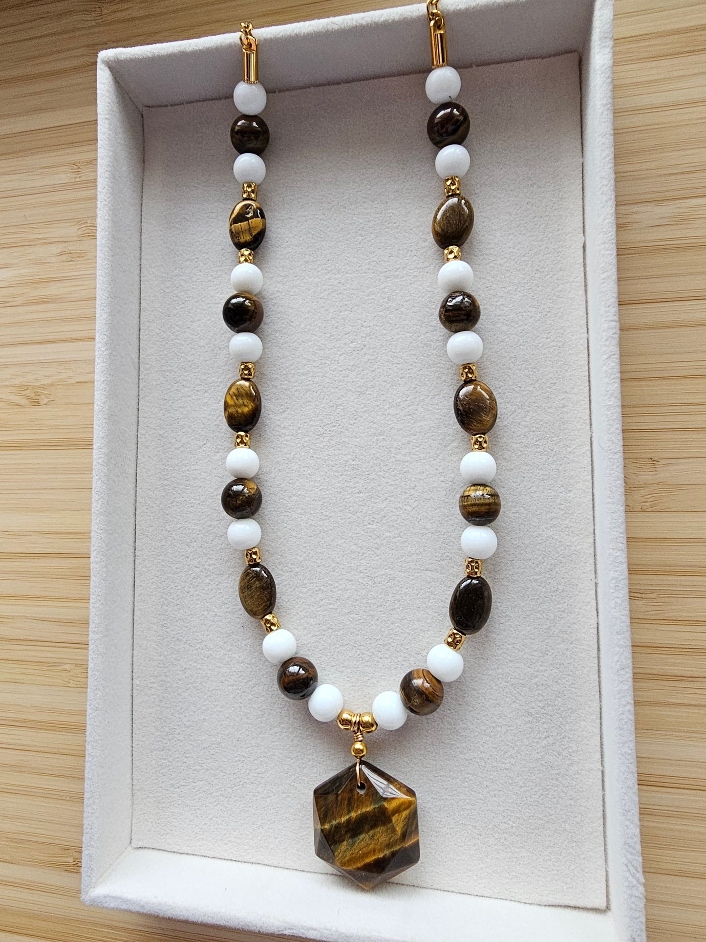 Tiger eye hexagon necklace