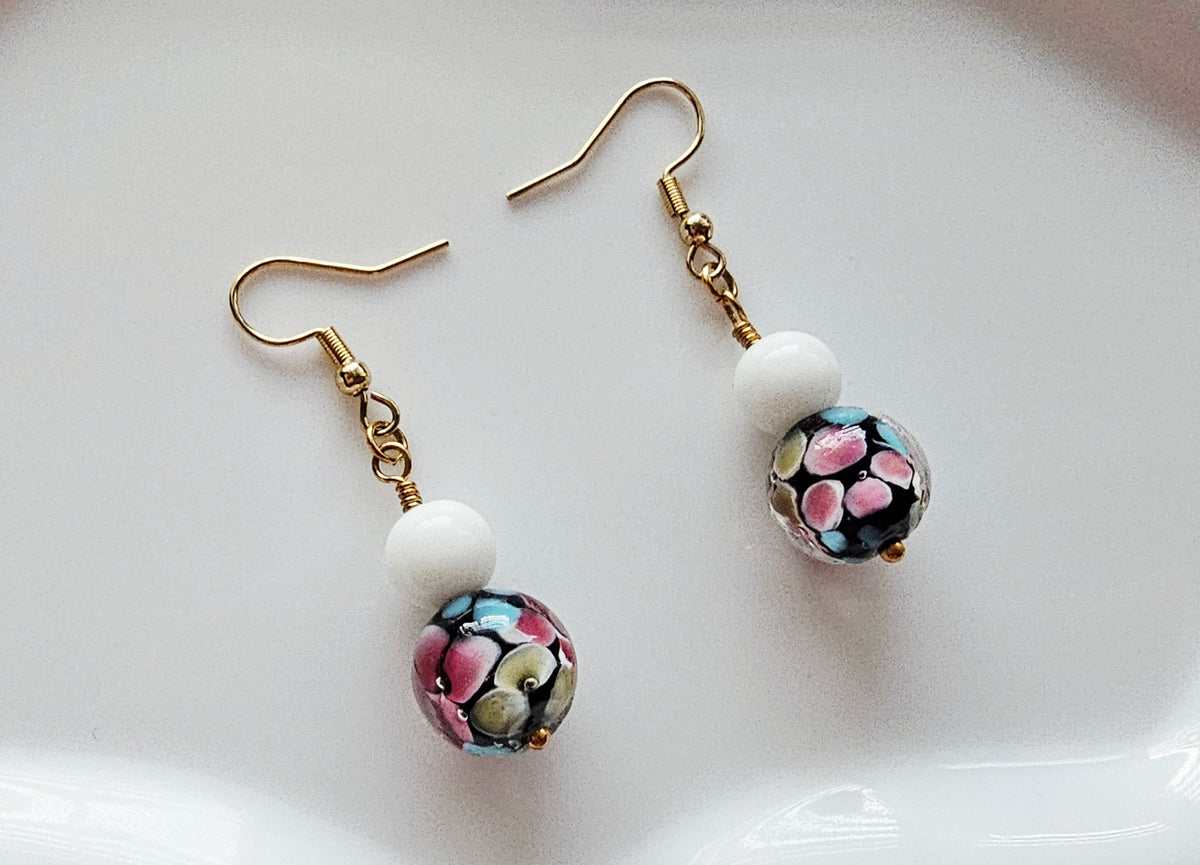 Floral glass earrings