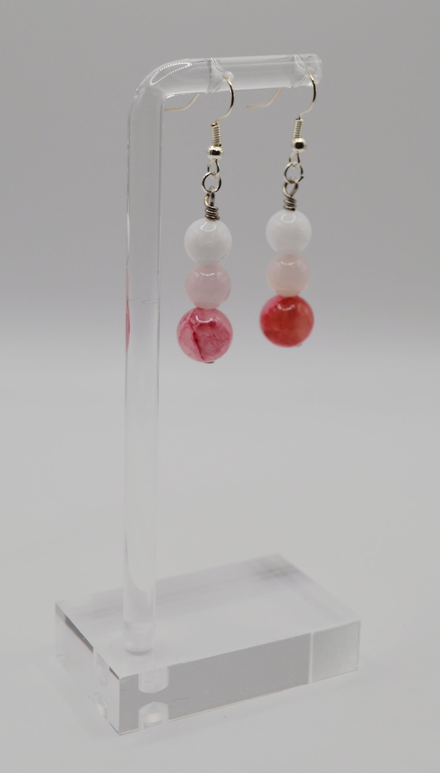 Red persian and white jade stone earrings