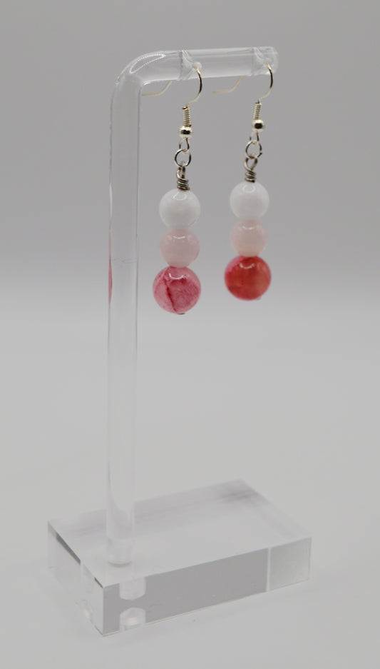 Red persian and white jade stone earrings
