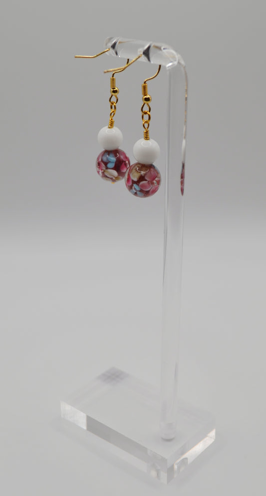 Floral glass earrings