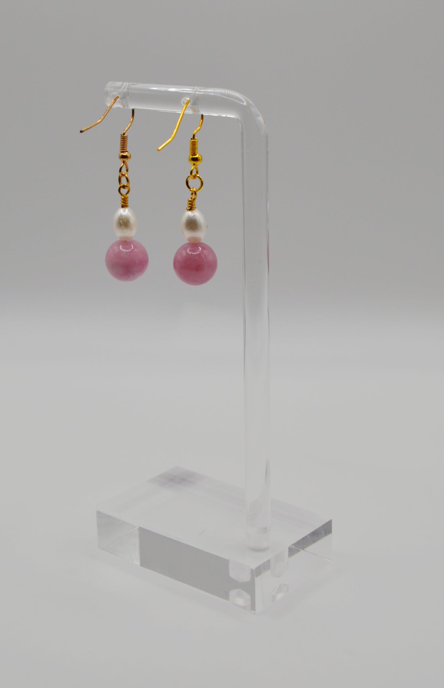Rose pink and pearl earrings