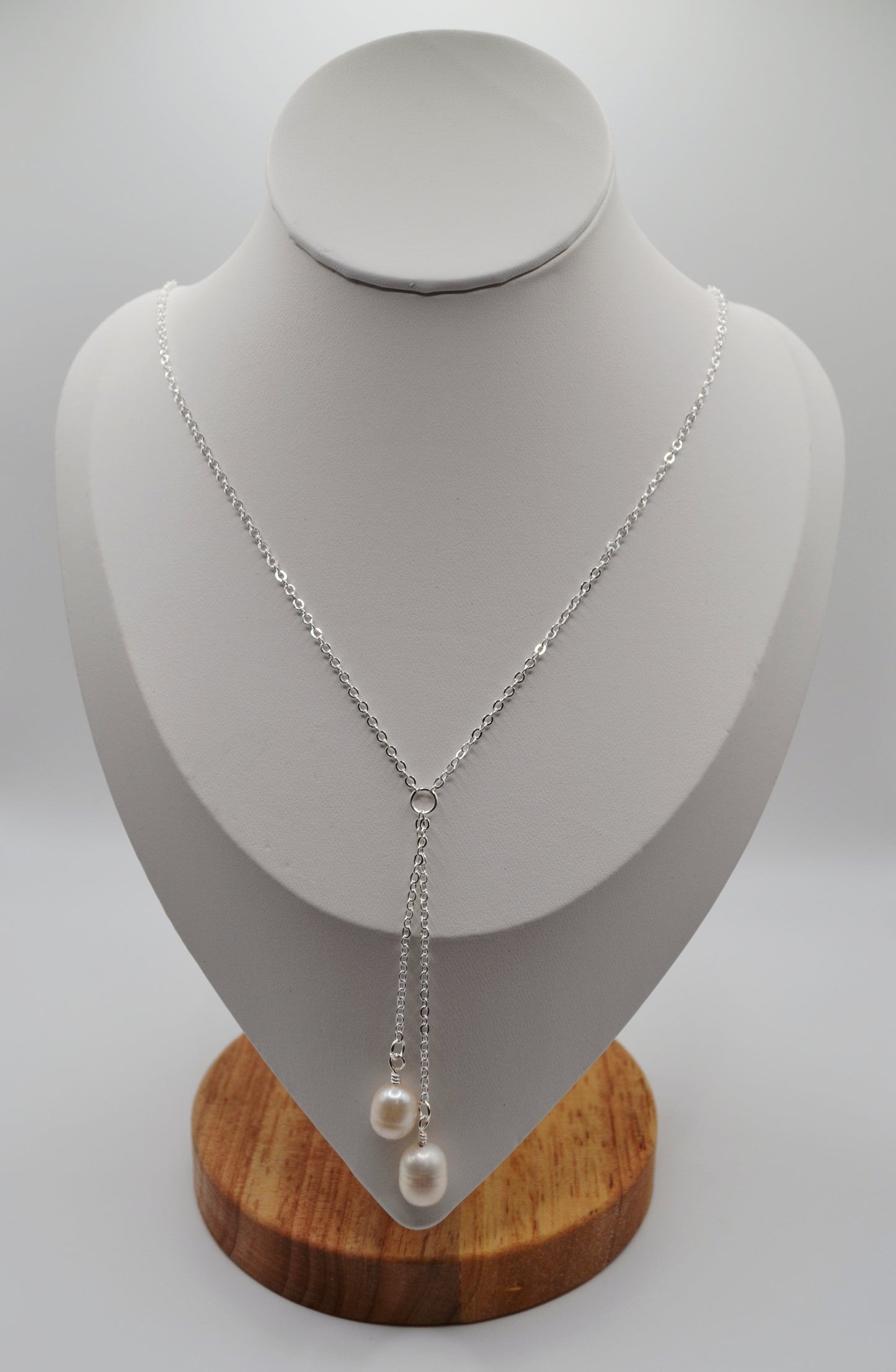 Silver fresh water pearl drop necklace