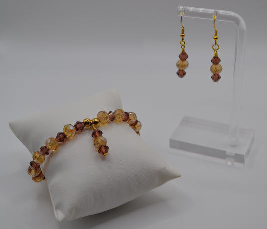 Champagne and brown dangle earrings