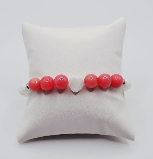White shell heart beaded bracelet