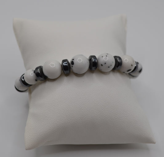 Dalmatian Rondelle bead bracelet