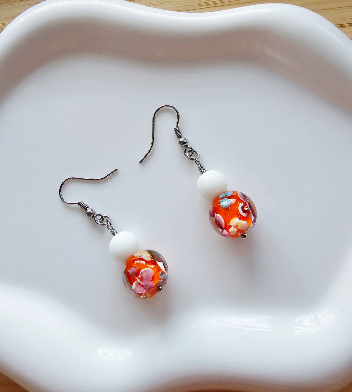 Floral glass earrings