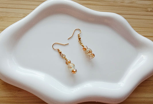 Orange and gold glass earrings