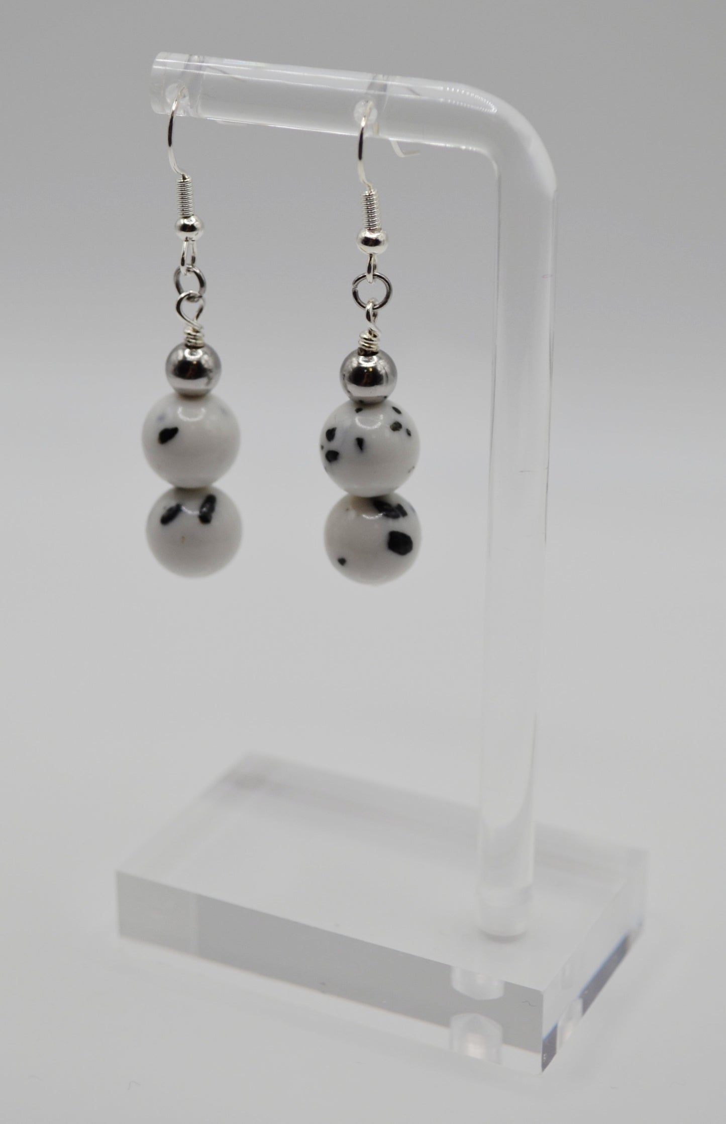 Silver dalmatian earrings