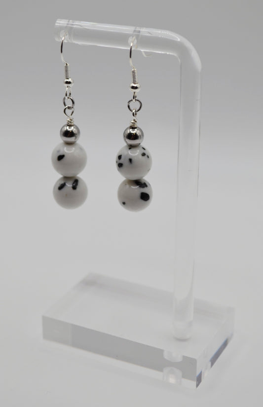Silver dalmatian earrings