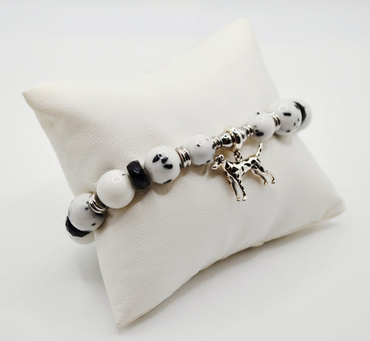 Dalmatian crystal beaded jewellery set