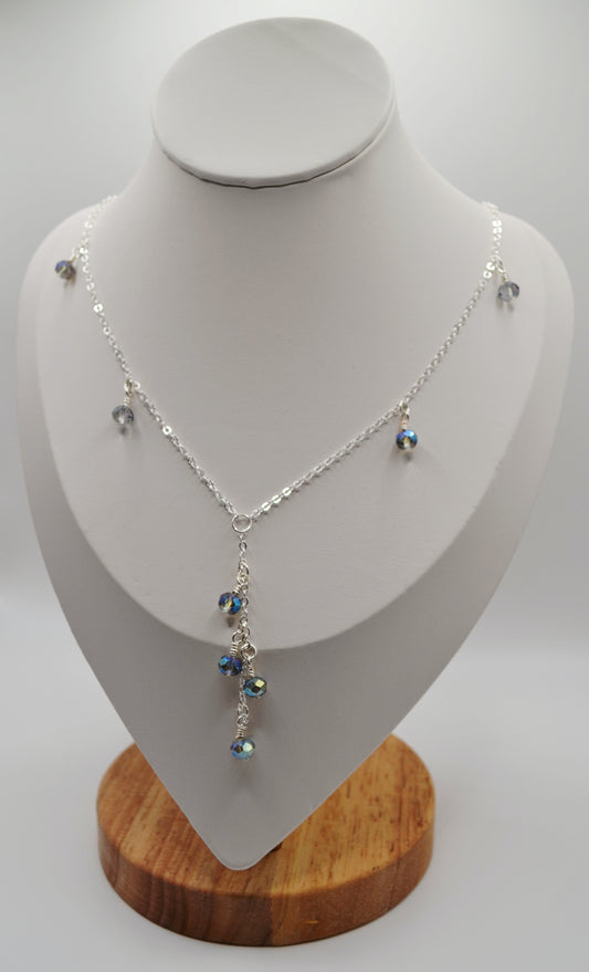 Crystal droplet beaded chain necklace