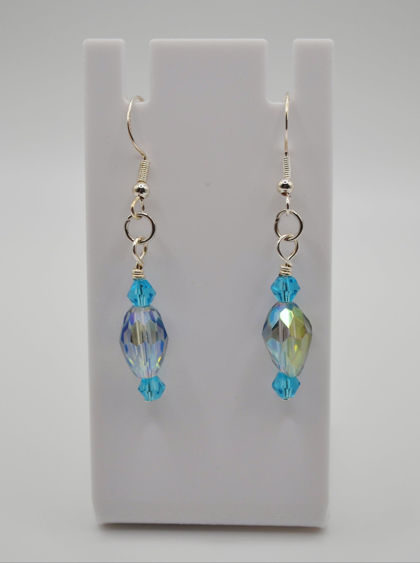 Light blue crystal drop earrings
