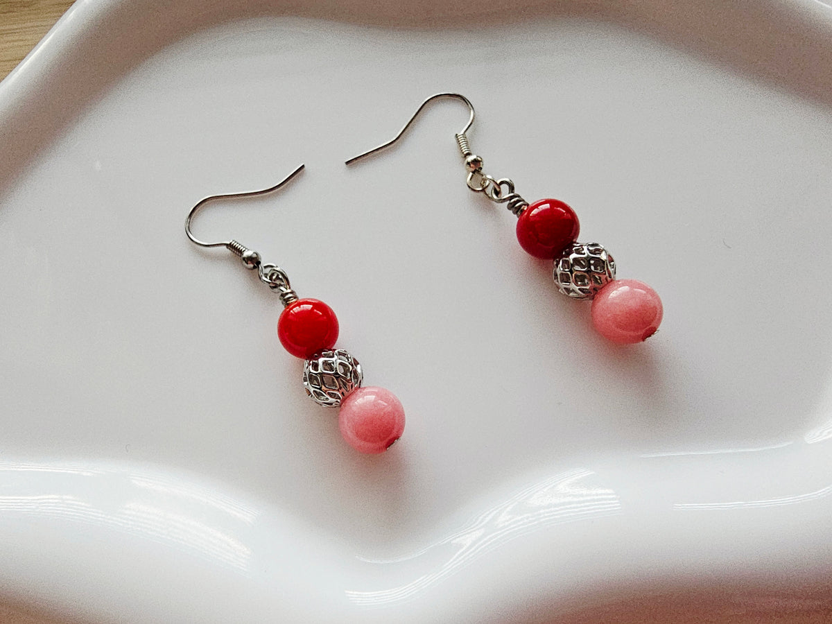 Red and pink earrings
