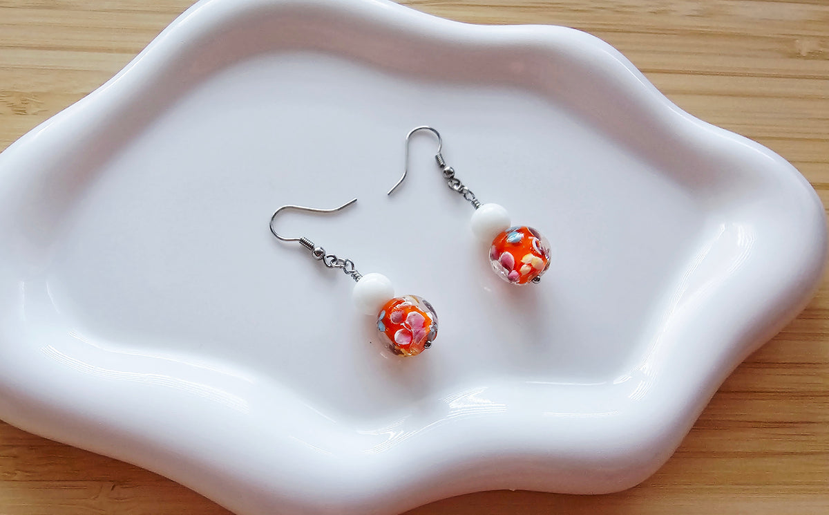 Floral glass earrings