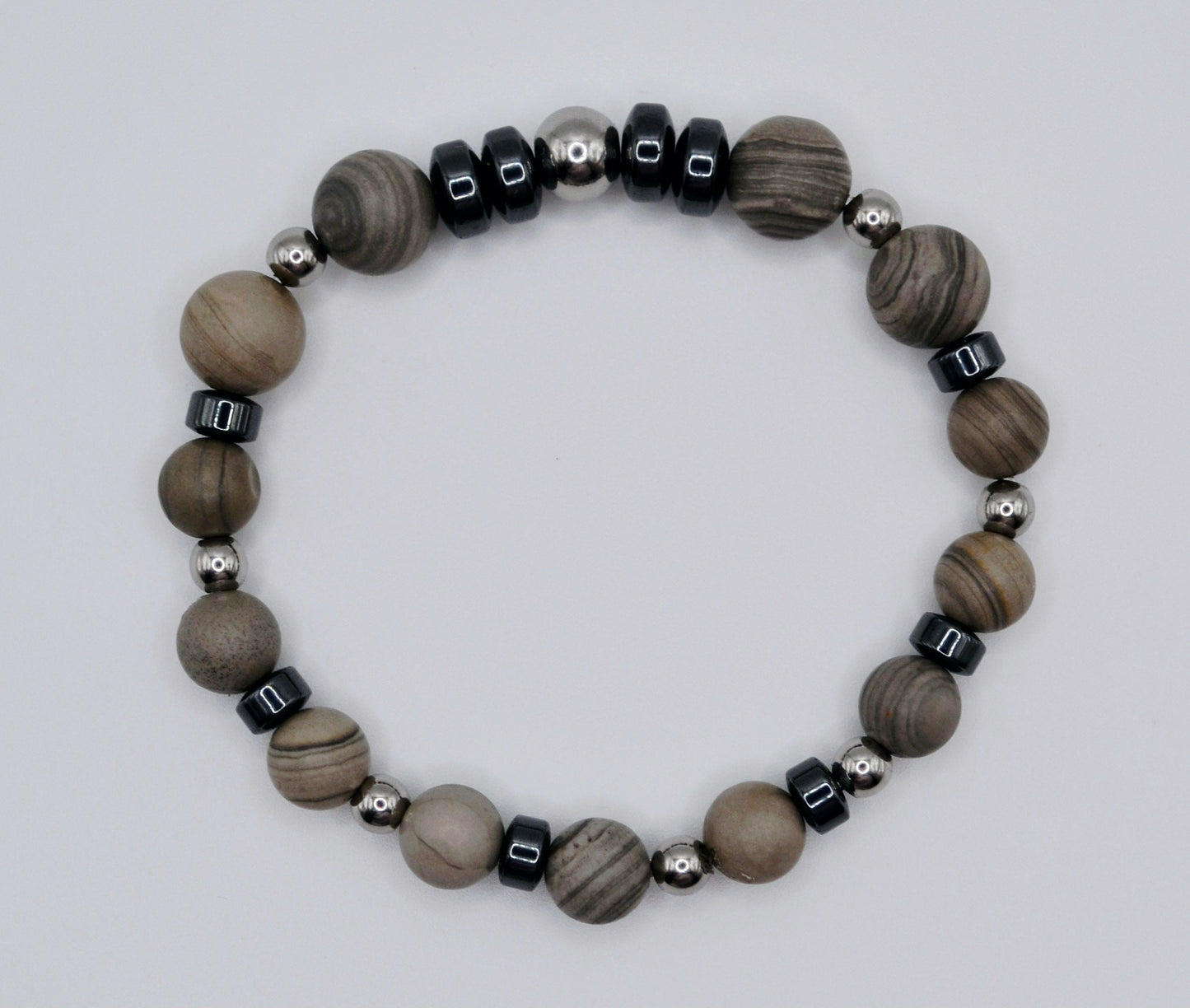 Weimaraner rondelle and silver bracelet