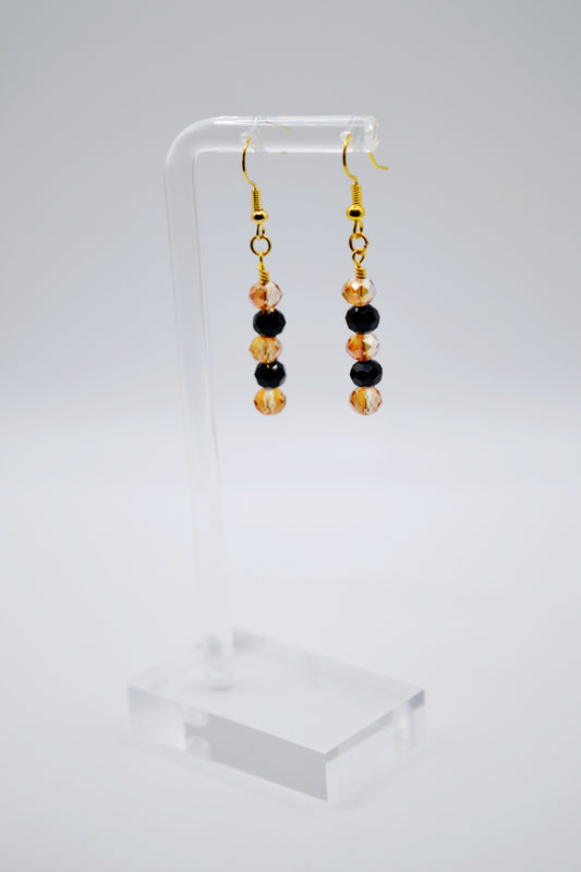 Black and orange beaded earrings