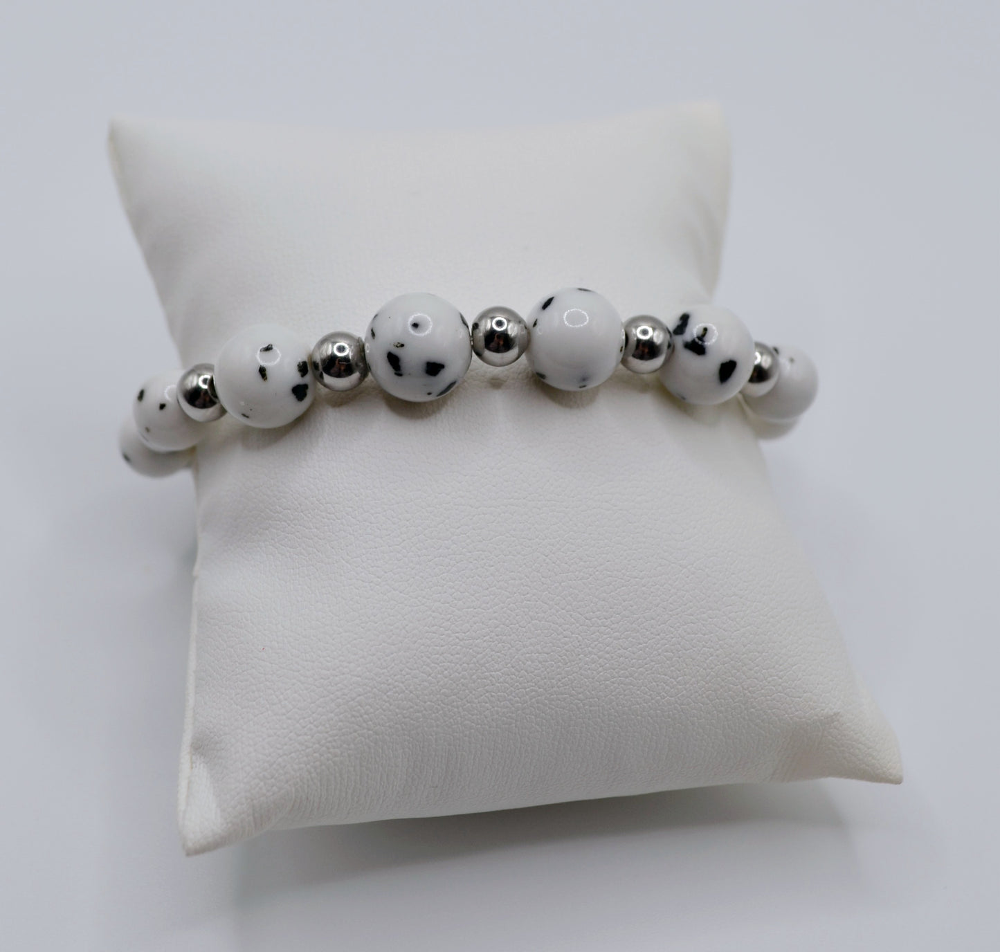 Dalmatian silver beaded bracelet