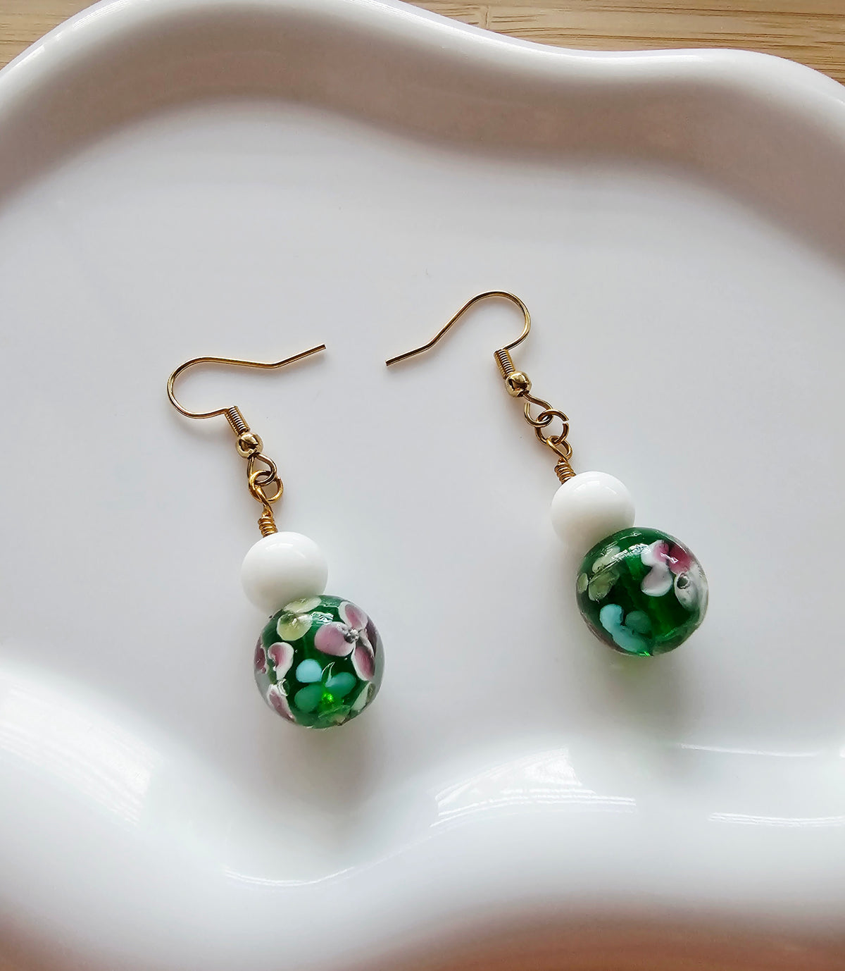 Floral glass earrings