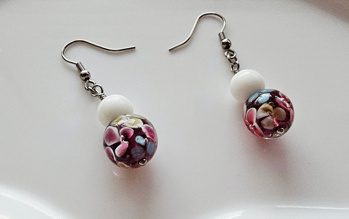 Floral glass earrings