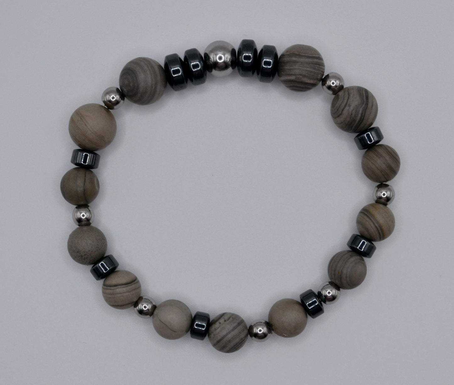 Weimaraner rondelle and silver bracelet