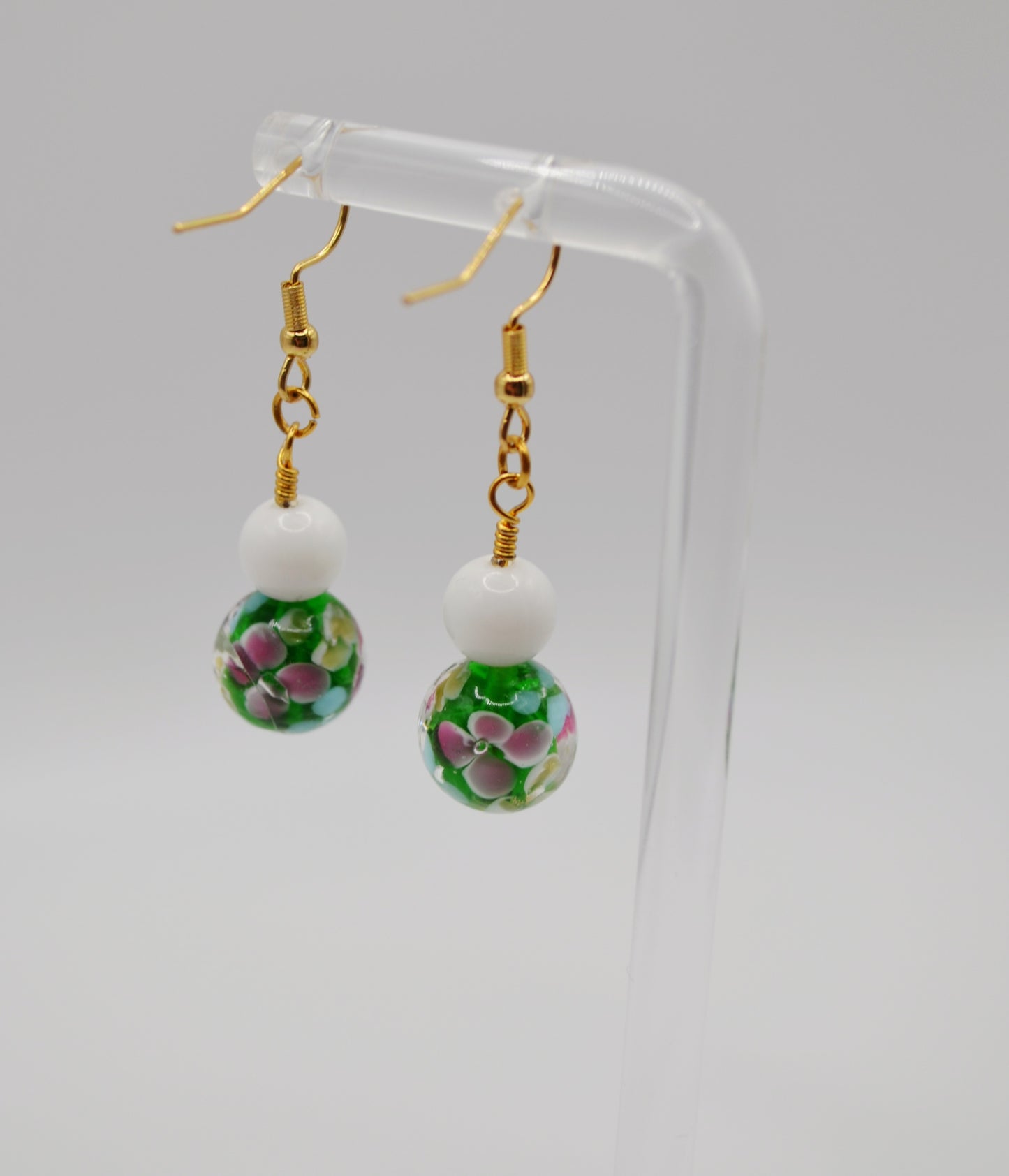 Floral glass earrings