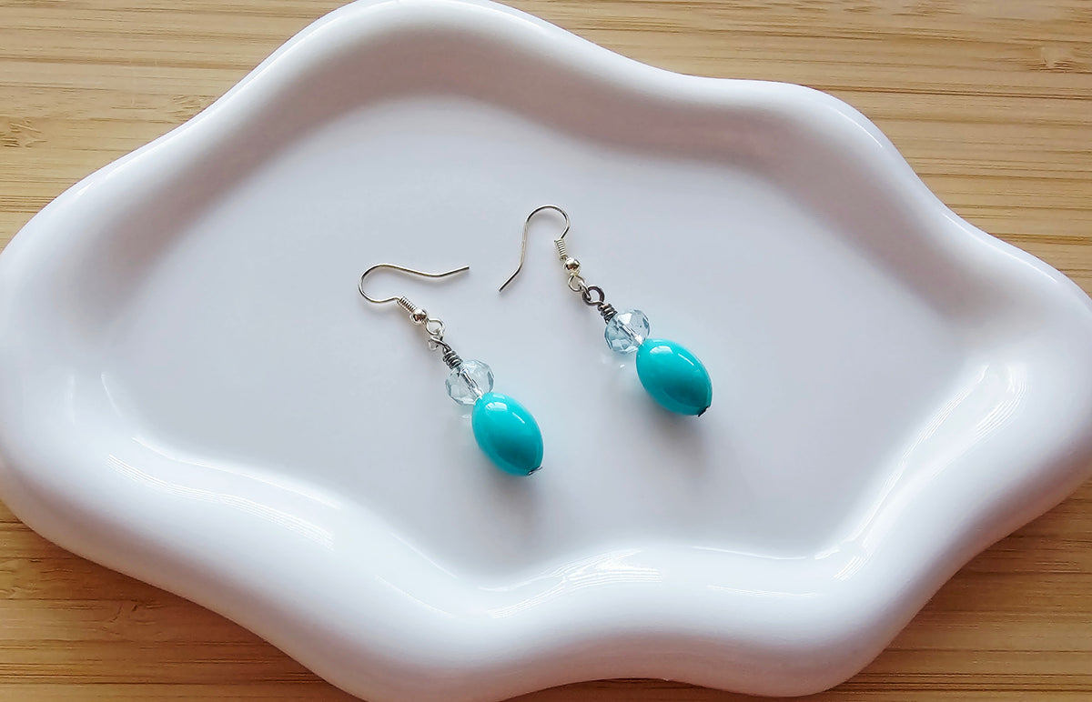 Light blue and clear glass crystal earrings