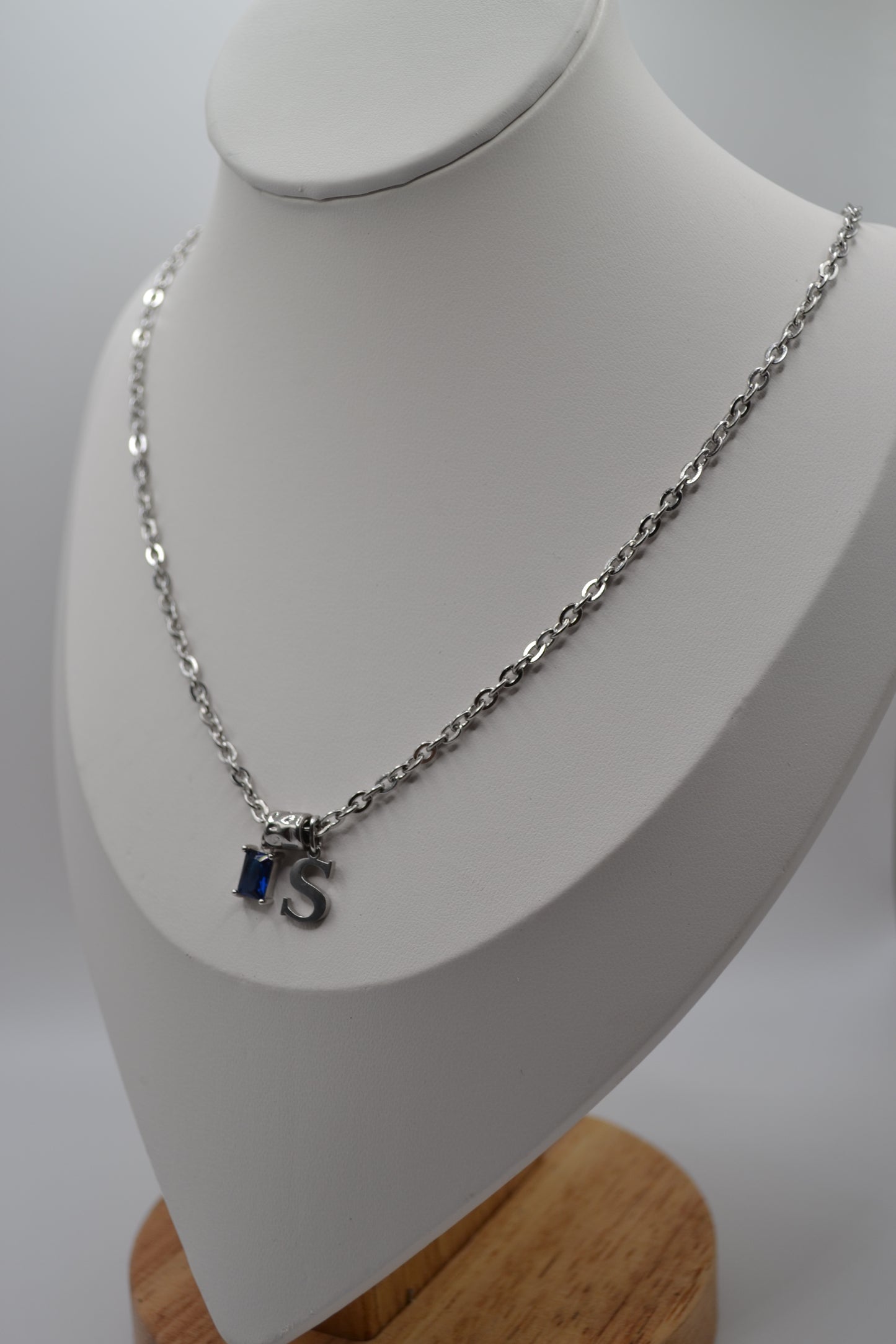 Birthstone and letter charm necklaces