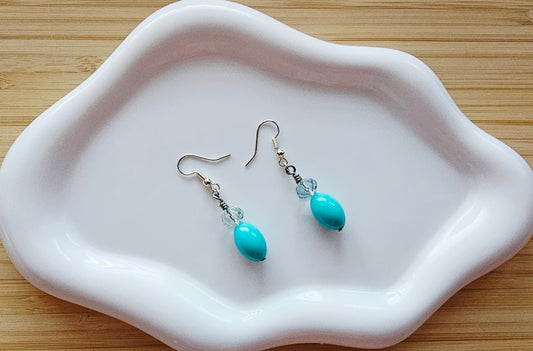 Light blue and clear glass crystal earrings