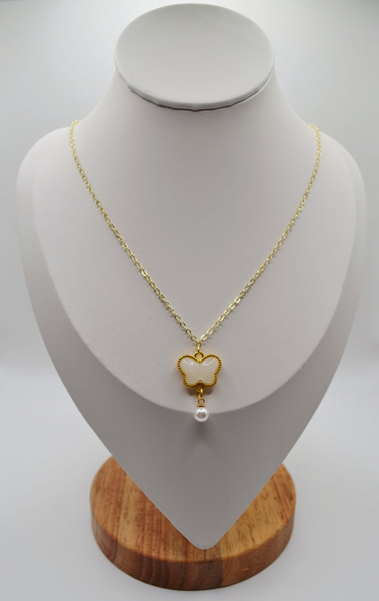 White butterfly pendant necklace